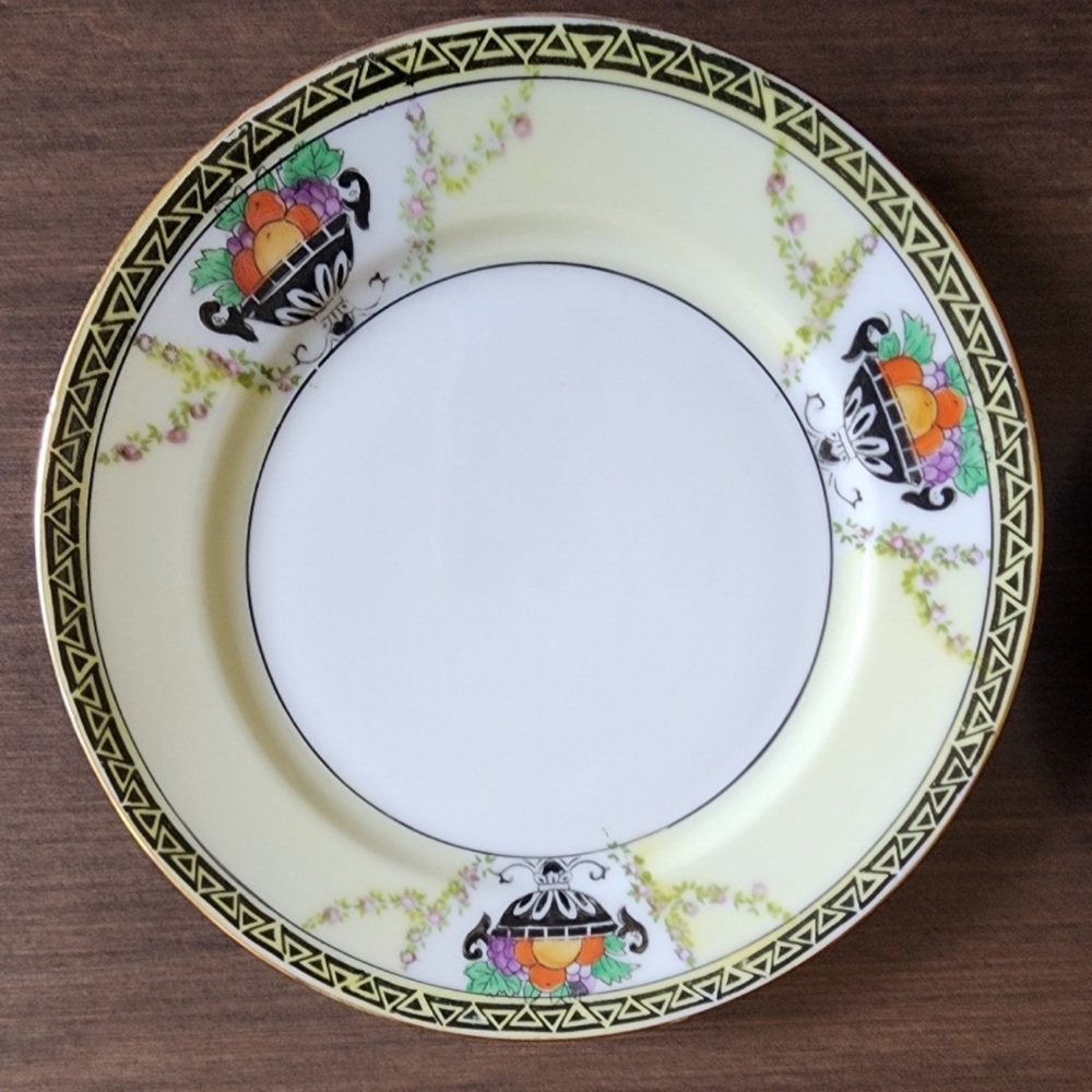 Vintage Noritake Hand-Painted Porcelain Plate, Fruit & Floral Design, Japanese